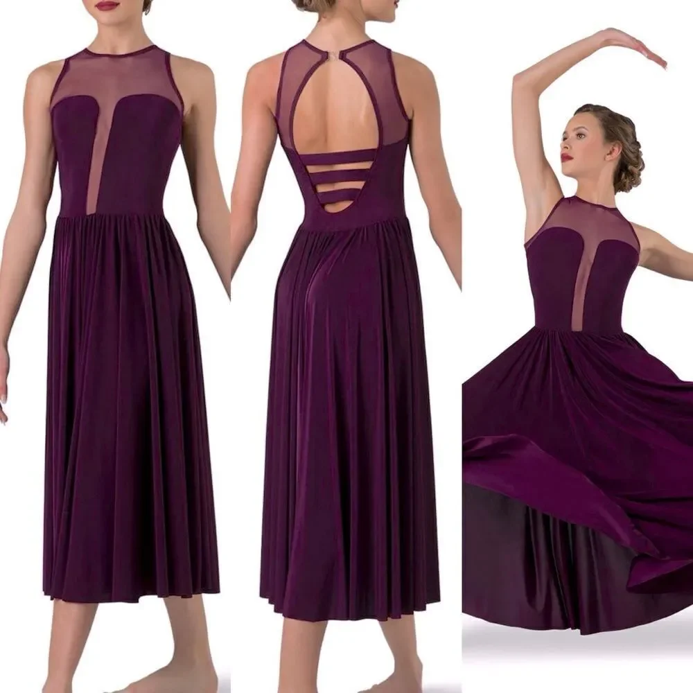 Costume Gallery dance costume purple mesh maxi dress LEAVE MY BODY 19239 MA